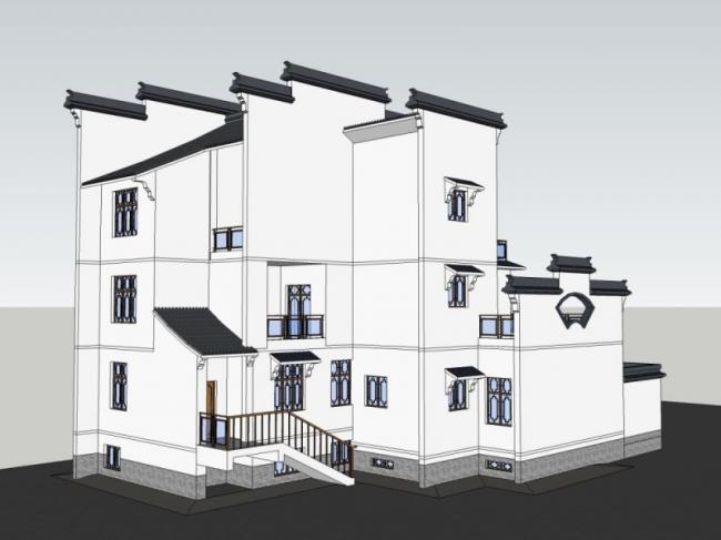 Modern Multi-Story Huizhou-Style Residence | SketchUp Residential Model