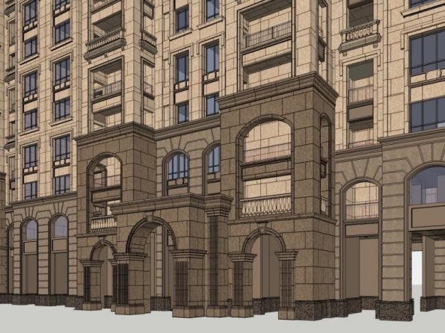 SketchUp Residential Model: High-Rise French Classical Architecture