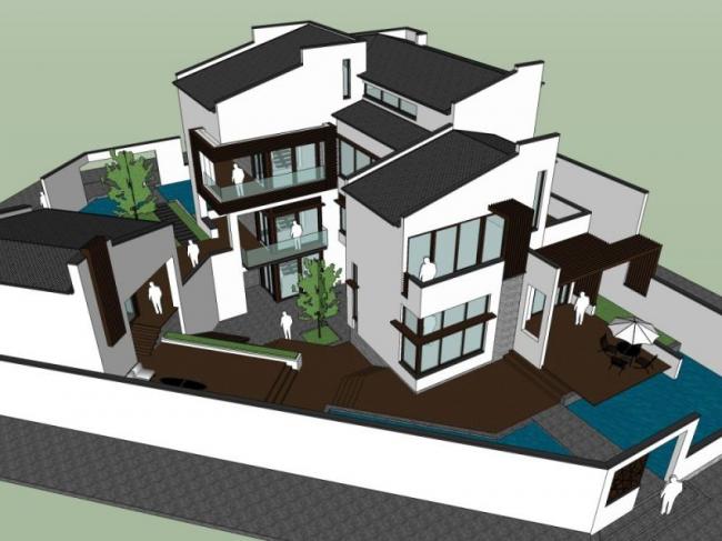 Modern Multi-Story Residential Model in SketchUp | Contemporary Chinese Design