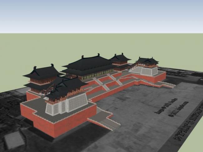 SketchUp Model of the Multi-Story Daming Palace Hanyuan Hall in Classic Chinese Architecture