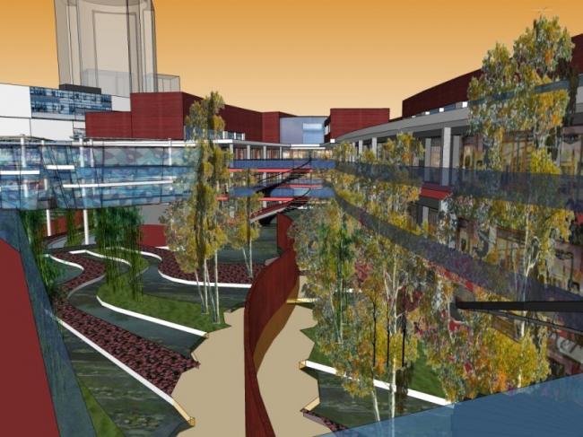 SketchUp Complex Model: Modern Multi-Story Commercial, Residential, and Office Building