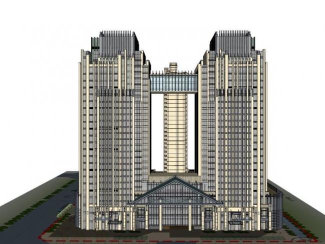 SketchUp Complex Model | Ultra-High-Rise Commercial, Residential, and Office Building in Classical Style