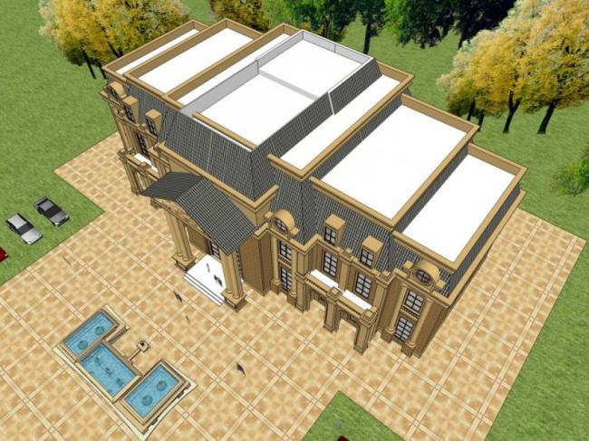 SketchUp Business Model: Modern Multi-Story Clubhouse Design