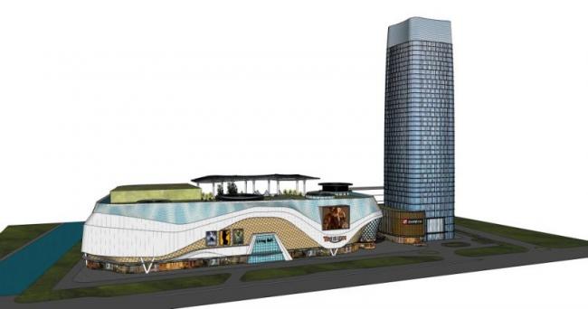 SketchUp Model of a Modern Super High-Rise Commercial Complex Featuring Offices and Hotel