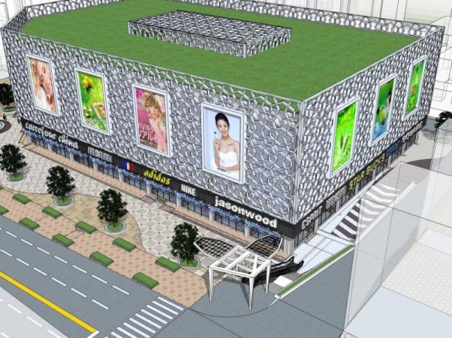 SketchUp Business Model: Modern Multi-Story Commercial Plaza Design