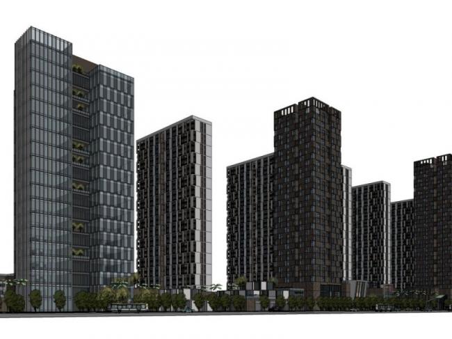 SketchUp Model of a Modern Super High-Rise: Commercial, Office, Residential, and Hotel Complex