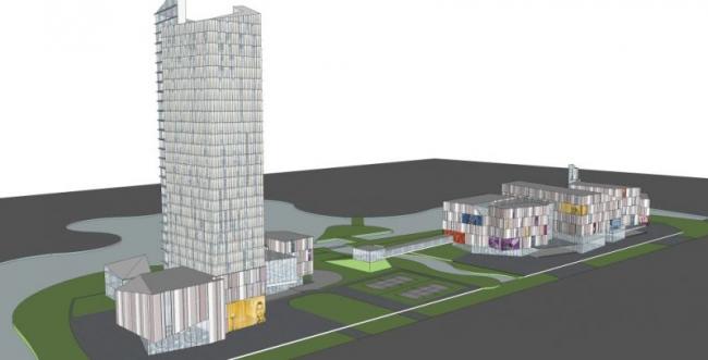 SketchUp Complex Model: Multi-Story Modern Commercial Office Building