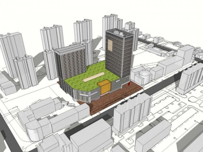 SketchUp Complex Model: Multi-Story Modern Commercial Building with Offices and Hotel