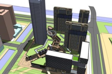 SketchUp Model of a Modern Super High-Rise: Office, Commercial, Hotel, and Residential Complex-BIM WORLD