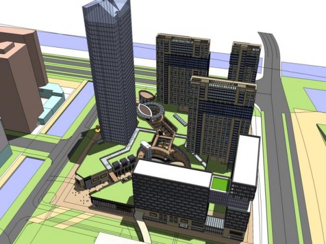 SketchUp Model of a Modern Super High-Rise: Office, Commercial, Hotel, and Residential Complex