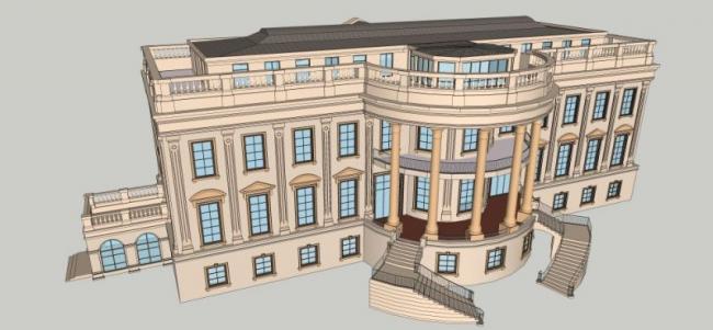 SketchUp Business Model: Designing a Multi-Story French-Style Clubhouse