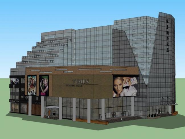 SketchUp Complex Model: Multi-Story Modern Commercial, Residential, and Office Building