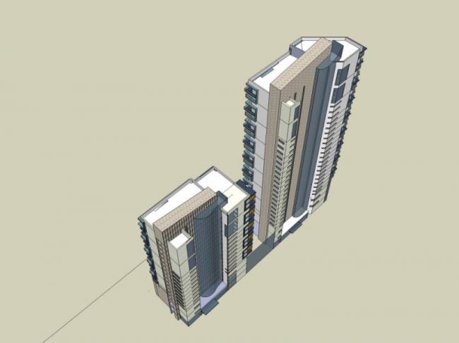 Modern High-Rise Residential Building Model in SketchUp