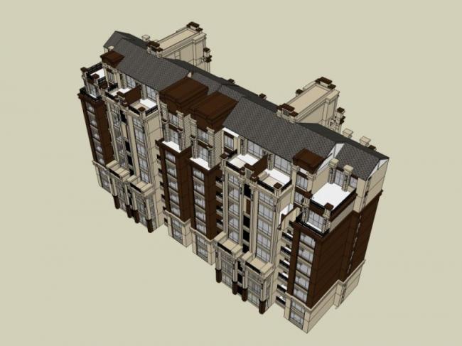 SketchUp Residential Model: Multi-Story Classical Style Home Design