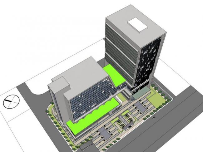 Modern Multi-Story Commercial Complex and Office Model in SketchUp