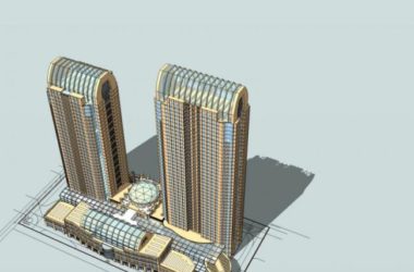 SketchUp Model of a High-Rise Mixed-Use Complex: Commercial, Residential, and Office Spaces in Classical Style-BIM WORLD