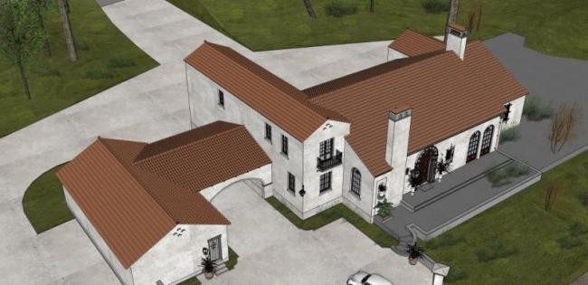 SketchUp Business Model: Modern Clubhouse Design on the First Floor
