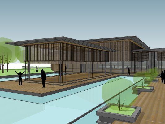SketchUp Business Model: Clubhouse in a Modern Chinese Style