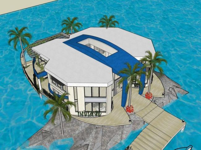 SketchUp Business Model: European-Style Seaside Clubhouse Design