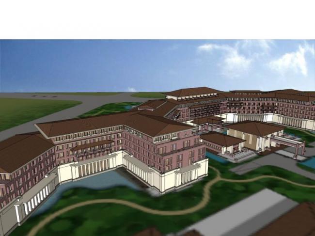 Modern Multi-Story Hotel Model in SketchUp