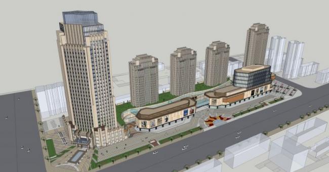 SketchUp Complex Model: Ultra High-Rise Commercial, Office, Residential, and Hotel in Classical Style