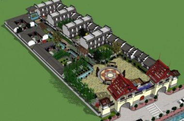 SketchUp Business Model: Multi-Story Commercial Street with Chinese Architectural Style-BIM WORLD