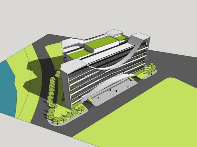 Modern Multi-Story Office Building Model in SketchUp