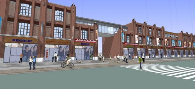 SketchUp Business Model: Multi-Story European-Style Commercial Street Design