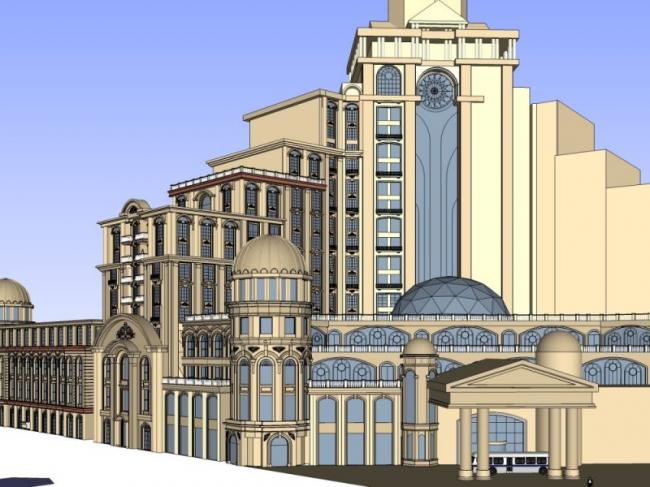 European-Style High-Rise Hotel Model in SketchUp
