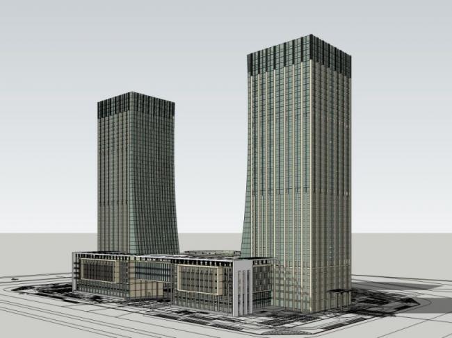 SketchUp Model of a Modern Super High-Rise Office Building
