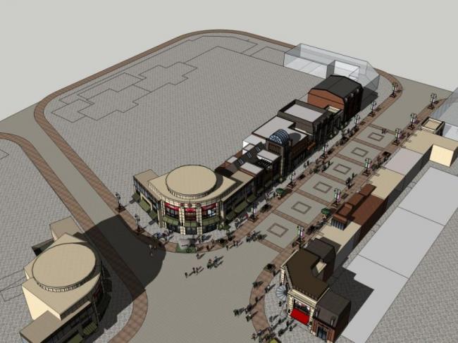 SketchUp Business Model: Modern Multi-Story Commercial Street Design