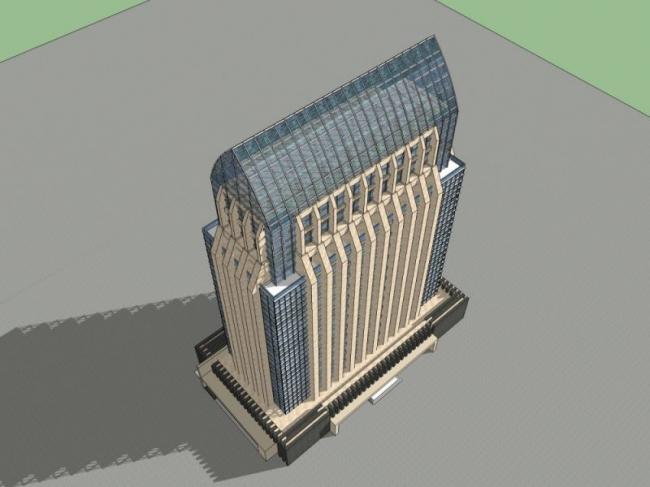 Modern High-Rise Office Building Model in SketchUp