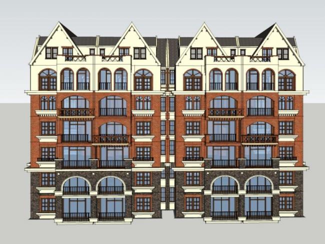 Classical Multi-Story Residential Model in SketchUp