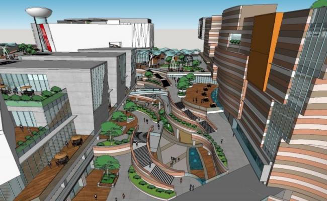 SketchUp Model of a Modern Super High-Rise Residential Complex with Ground-Floor Retail