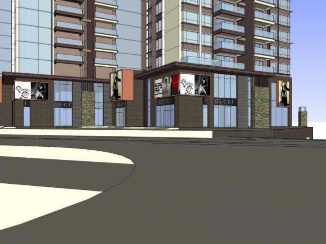 Modern High-Rise Residential Building with Ground Floor Commercial Space | SketchUp Model