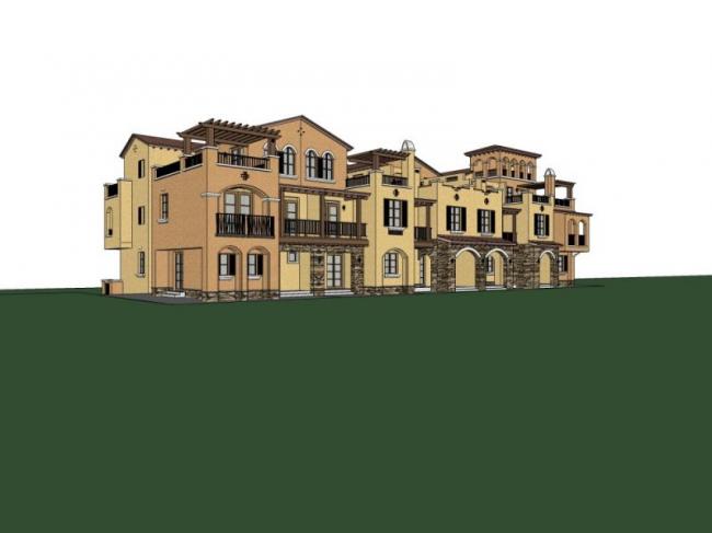 European-Style Townhouse Residential Model in SketchUp