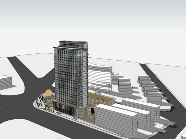 SketchUp Multi-Story High-Rise Complex: Residential Living with Ground Floor Commercial Spaces in Classical Style