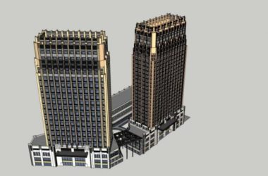 SketchUp Complex Model: Multi-Story Commercial and Classical Residential Design-BIM WORLD