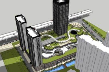 SketchUp Model of a Multi-Story Commercial Complex Featuring Residential, Office, and Classical Design Elements-BIM WORLD