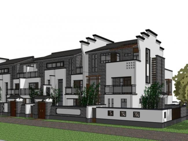 SketchUp Multi-Story Chinese-Style Residential Model
