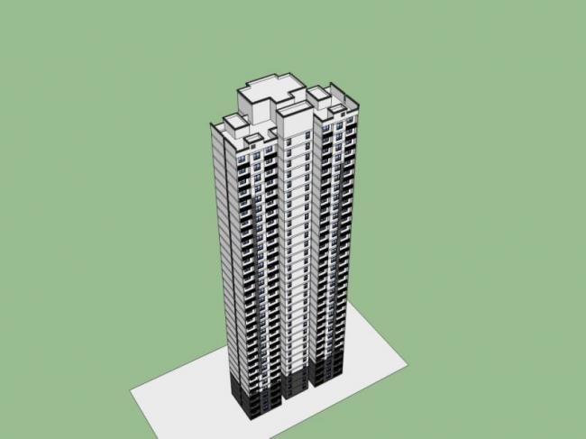 Modern Super High-Rise Residential Model in SketchUp