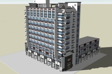 Modern High-Rise Hotel Model in SketchUp-BIM WORLD