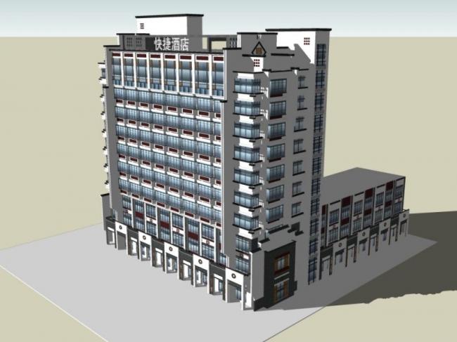 Modern High-Rise Hotel Model in SketchUp