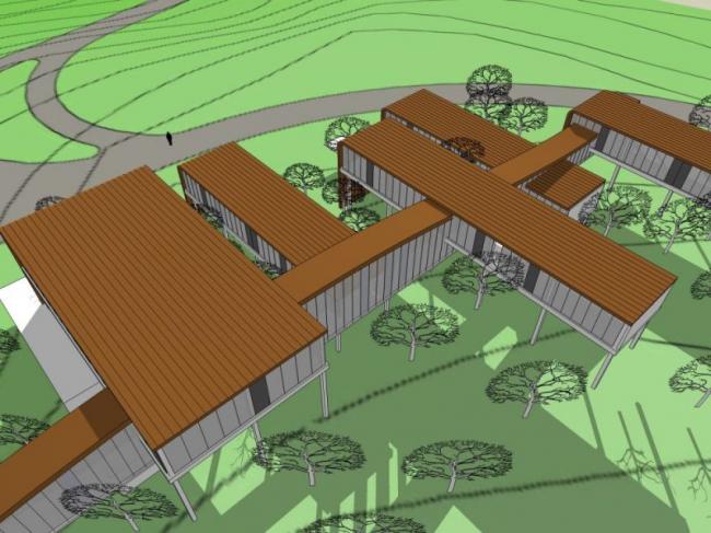 SketchUp Business Model: Modern Low-Level Clubhouse Design