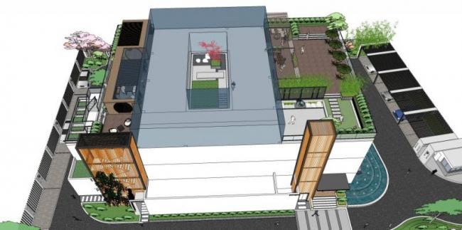 Modern Roof Garden Design in SketchUp Landscape Model