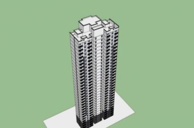 Modern Super High-Rise Residential SketchUp Model-BIM WORLD