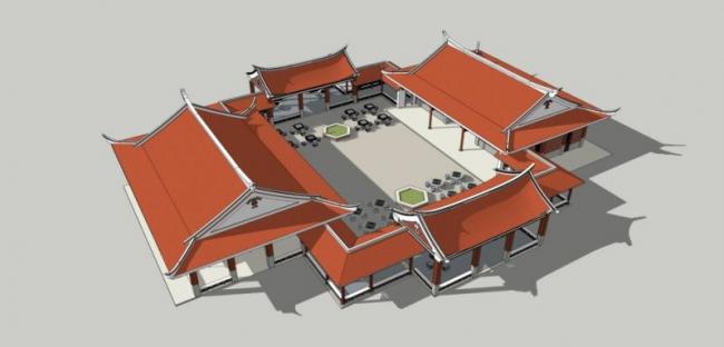 SketchUp Model of Multi-Story Minnan Ancient Chinese Architecture
