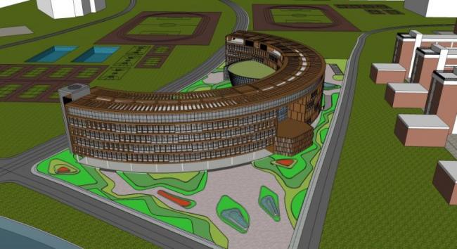 Modern Multi-Story School Campus Design in SketchUp