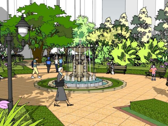 Classical Style Pool Landscape Model in SketchUp