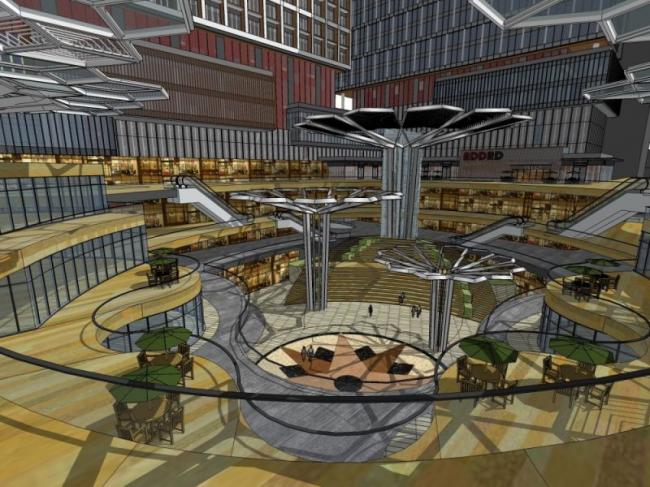 SketchUp Complex Model: Multi-Story Modern Commercial, Office, and Residential Building